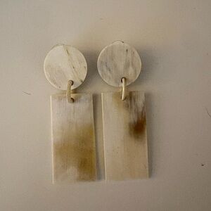 Sunshine Tienda Cream and Tan Geometric Earrings